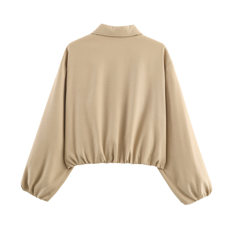 Trendy transitional jacket for women with puff sleeves and zipper Lune London