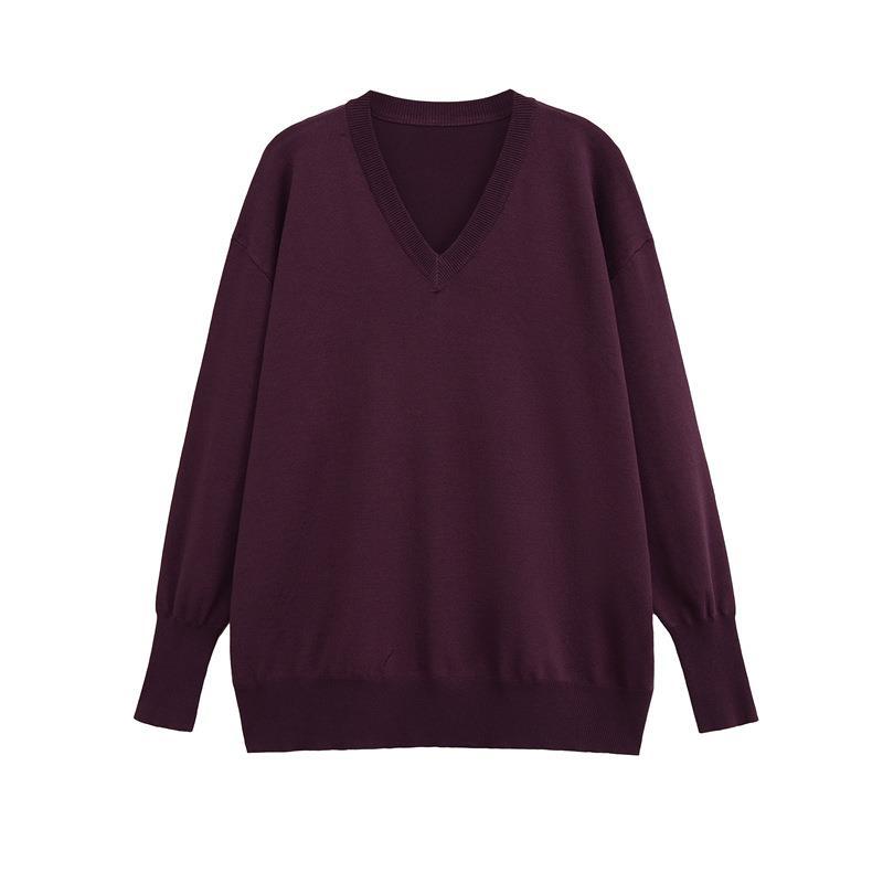 Knitted V-neck sweater for women with wide sleeves and comfortable fit Lune London