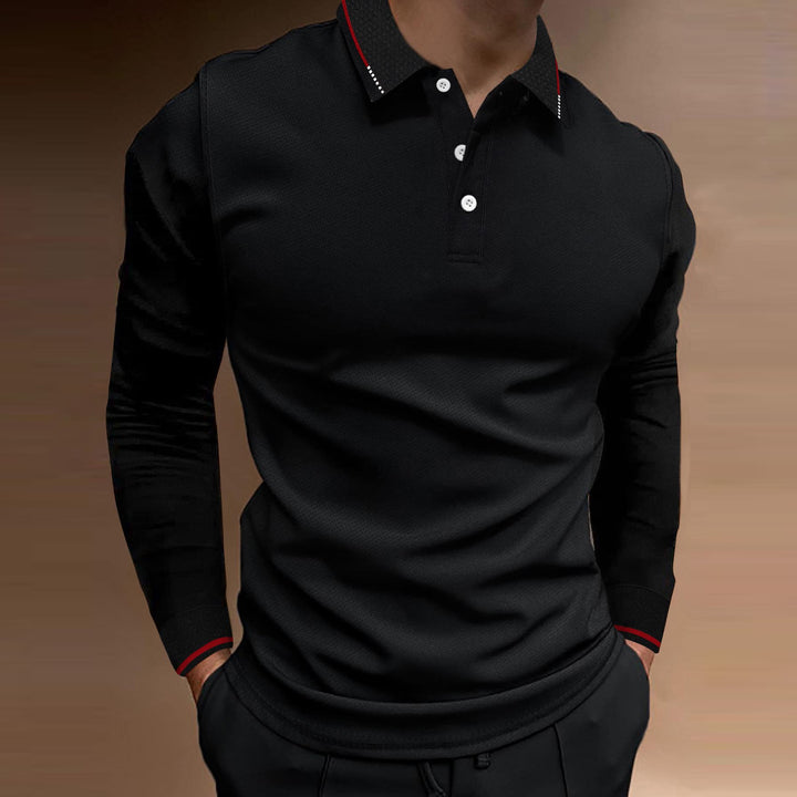 Long sleeve polo shirt for men with textured design Lune London