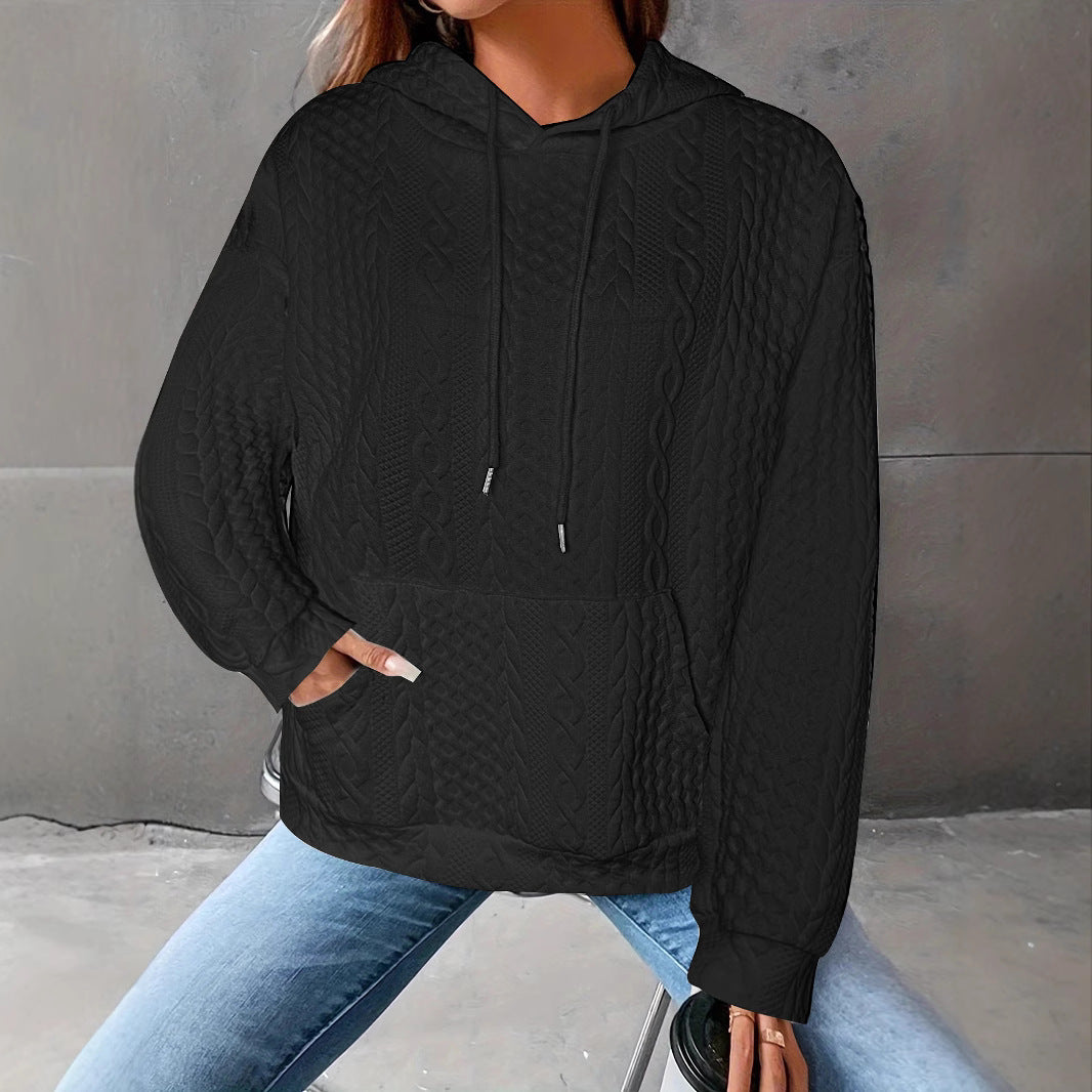 Women Cozy knit hoodie with embossed pattern details Lune London