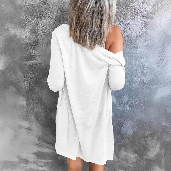Ladies long knit cardigan with pockets Lune London
