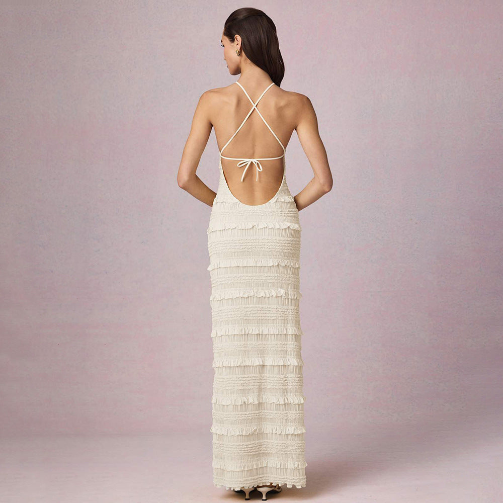 Maxi dress for women with ruffle details and elegant cut Lune London