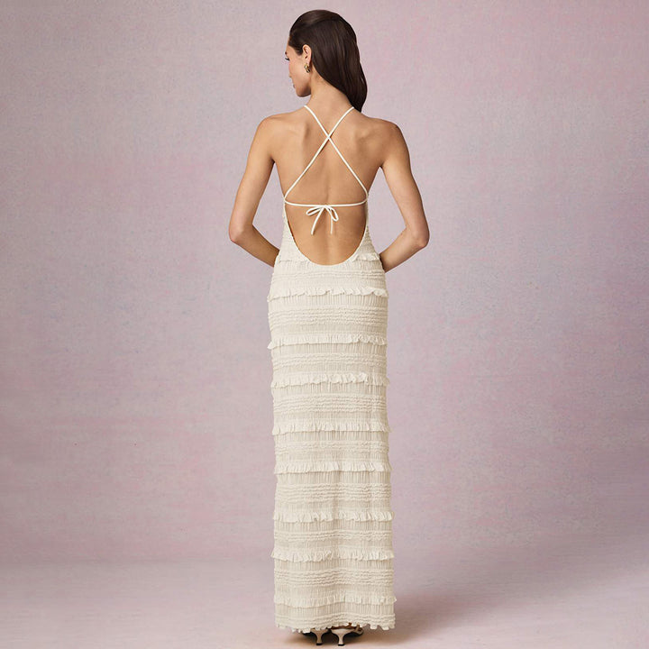 Maxi dress for women with ruffle details and elegant cut Lune London
