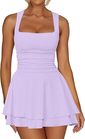 Lune London ladies skater dress with gathers and wide straps
