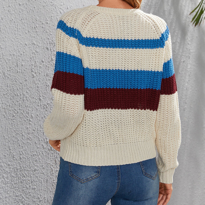 Cotton sweater for women with modern stripes and a round neck Lune London