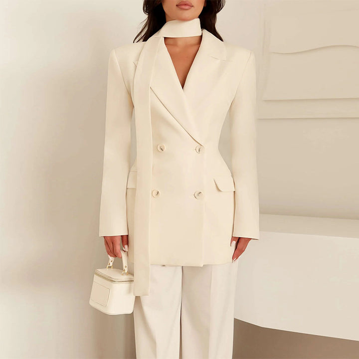 Ladies elegant fitted blazer with scarf Lune London