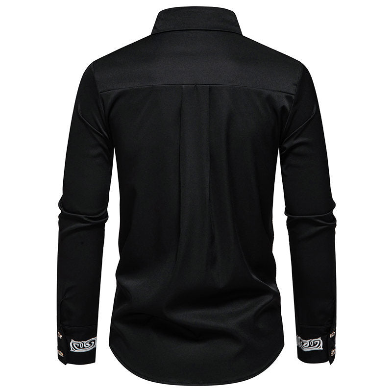 Elegant long sleeve shirt for men with an eye-catching collar pattern Lune London