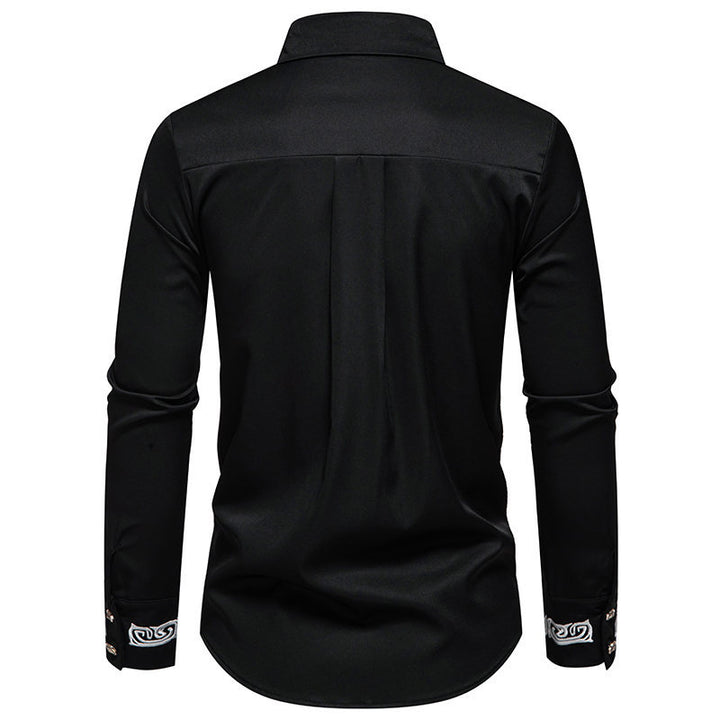Elegant long sleeve shirt for men with an eye-catching collar pattern Lune London
