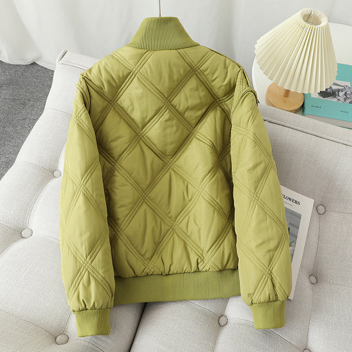 Ladies quilted transition jacket with high collar and elastic cuffs Lune London