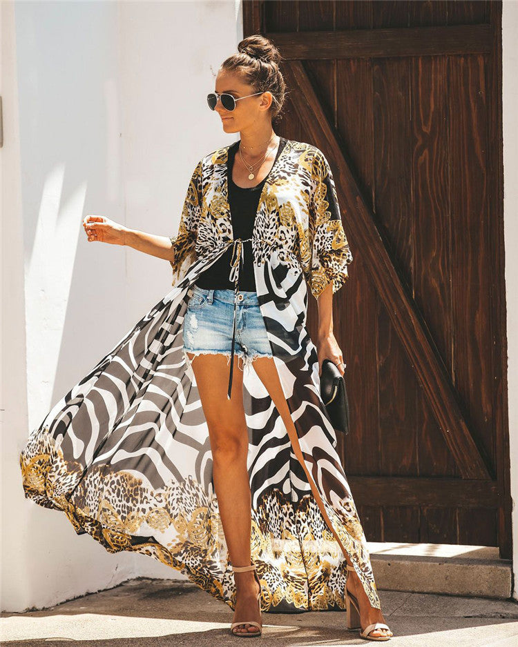 Women lightweight safari-inspired kimono wrap Lune London