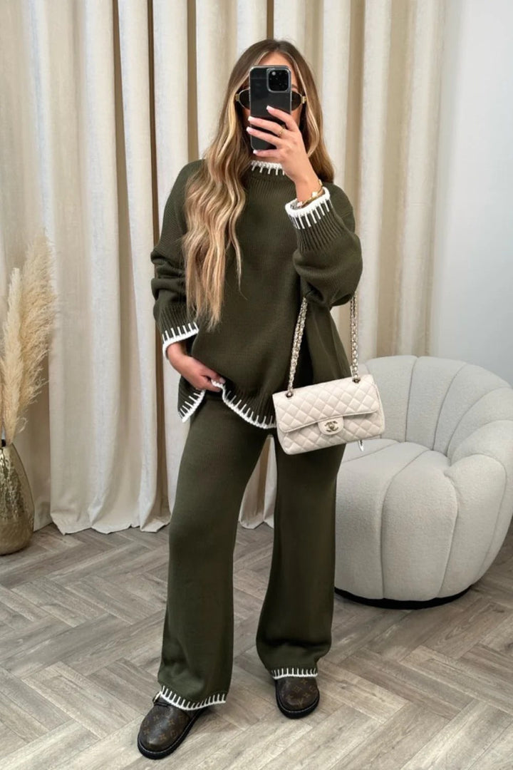 Oversized knitted set for women with contrasting decorative seams Lune London