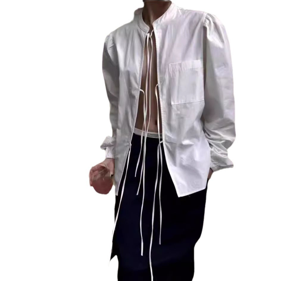 Modern blouse for women with drawstring and puffed sleeves Lune London
