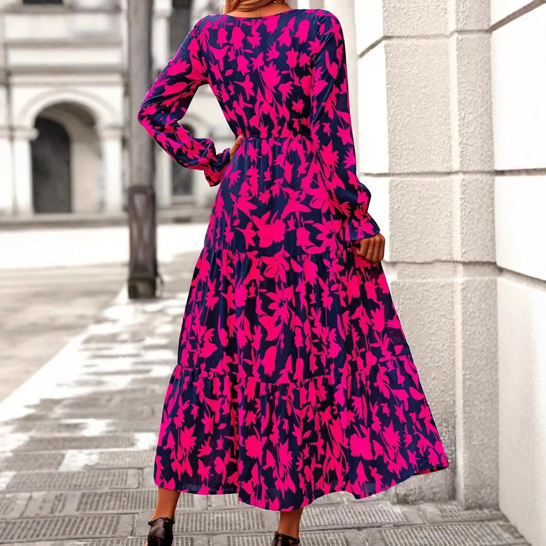 Maxi dress for women with V-neck and puff sleeves Lune London