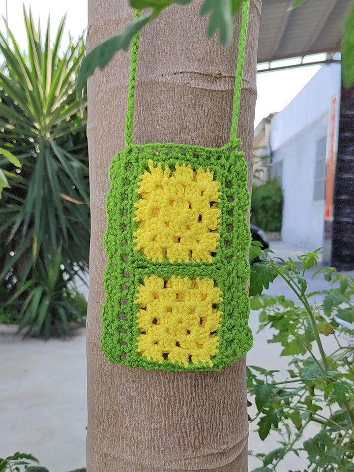 Ladies colorful crochet crossbody bag Lune London