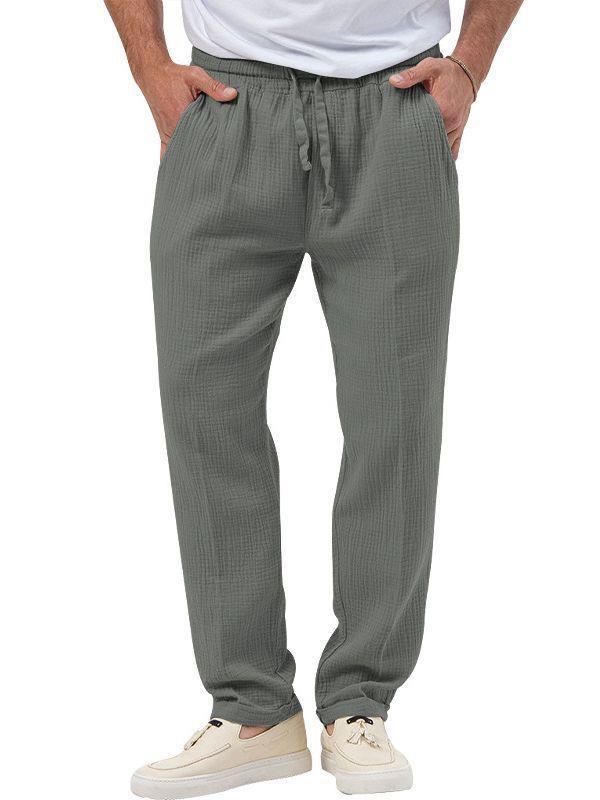 Casual linen pants for men with elastic waistband and practical side pockets Lune London