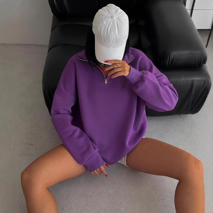 Women's sweatshirt with high collar and zipper Lune London