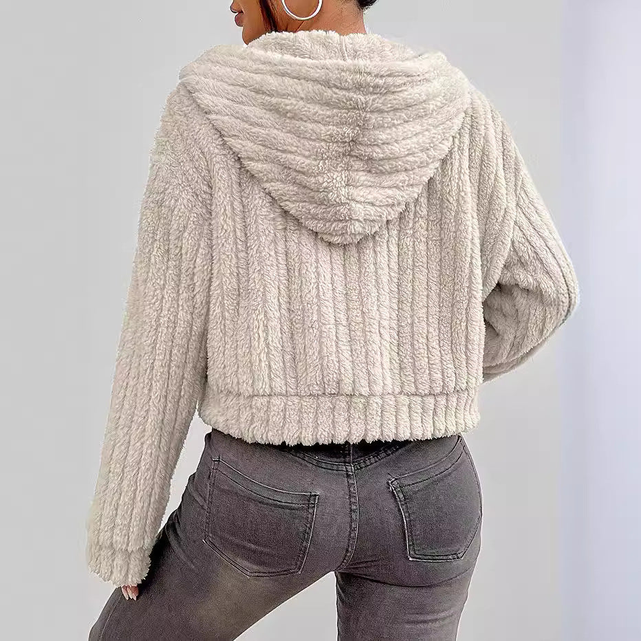 Veste de rotation pour femmes en polaire douillette avec col haut Lune London