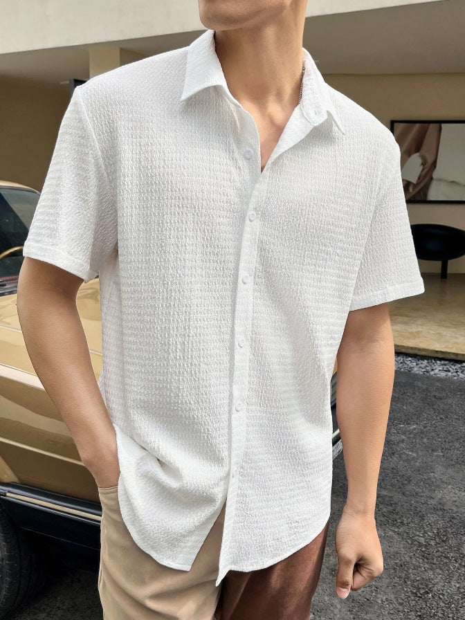 Casual short sleeve shirt for men with textured fabric Lune London