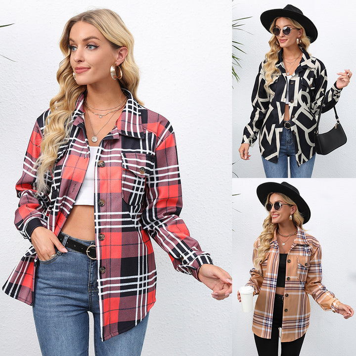 Plaid flannel jacket for women with pockets Lune London