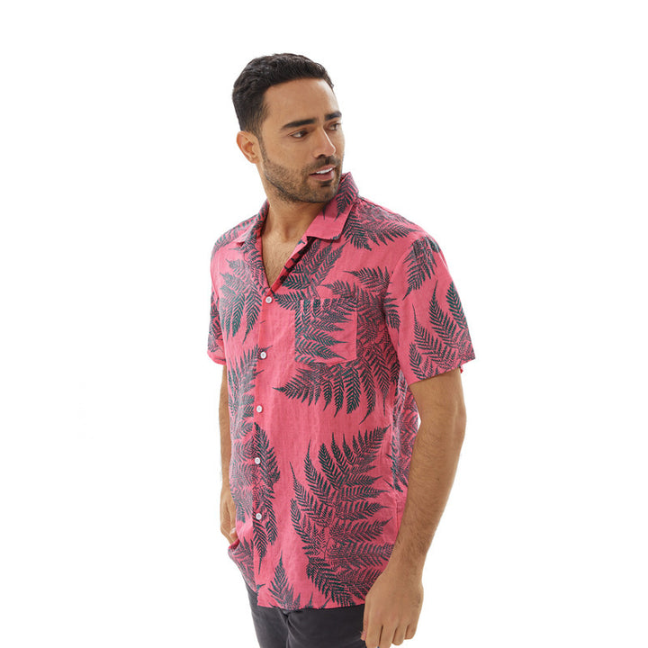 Short sleeve shirt for men with tropical leaf design Lune London