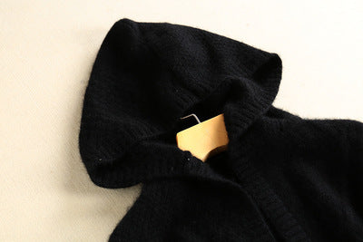Women's knitted coat with versatile hood design and comfortable fit Lune London