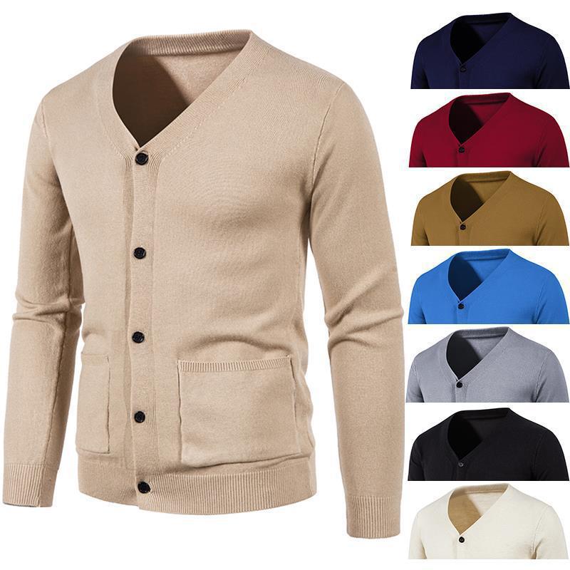 Elegant knit jacket for men with V-neck and practical pockets Lune London