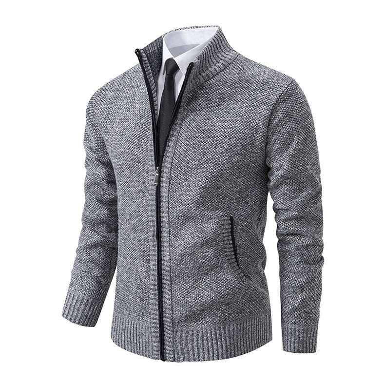 Elegant knitted jacket for men with high collar and zipper Lune London
