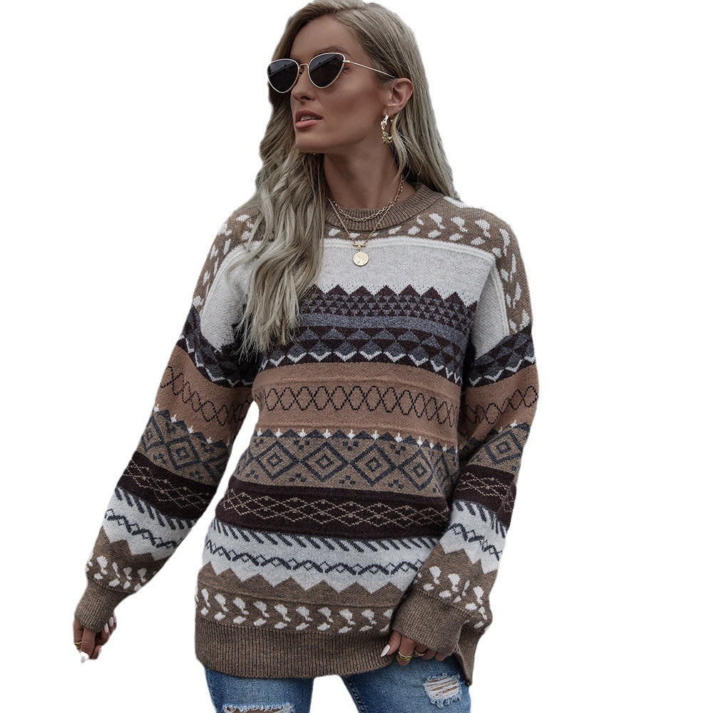 Women's chunky knit sweater with geometric pattern Lune London