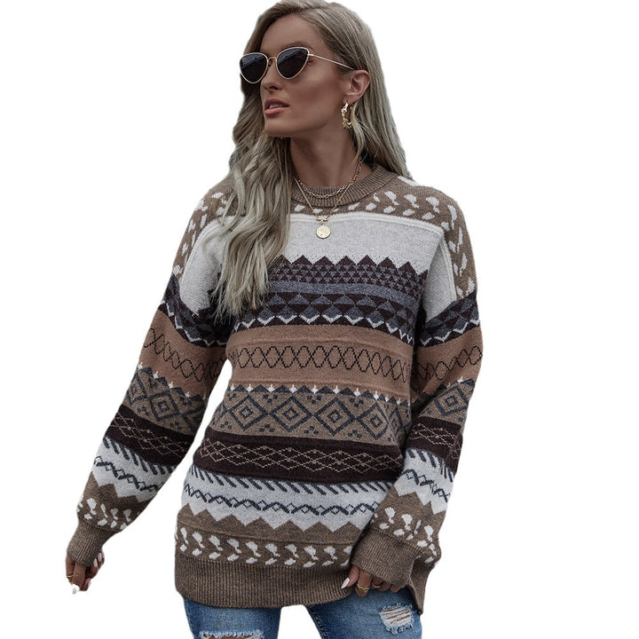 Women's chunky knit sweater with geometric pattern Lune London