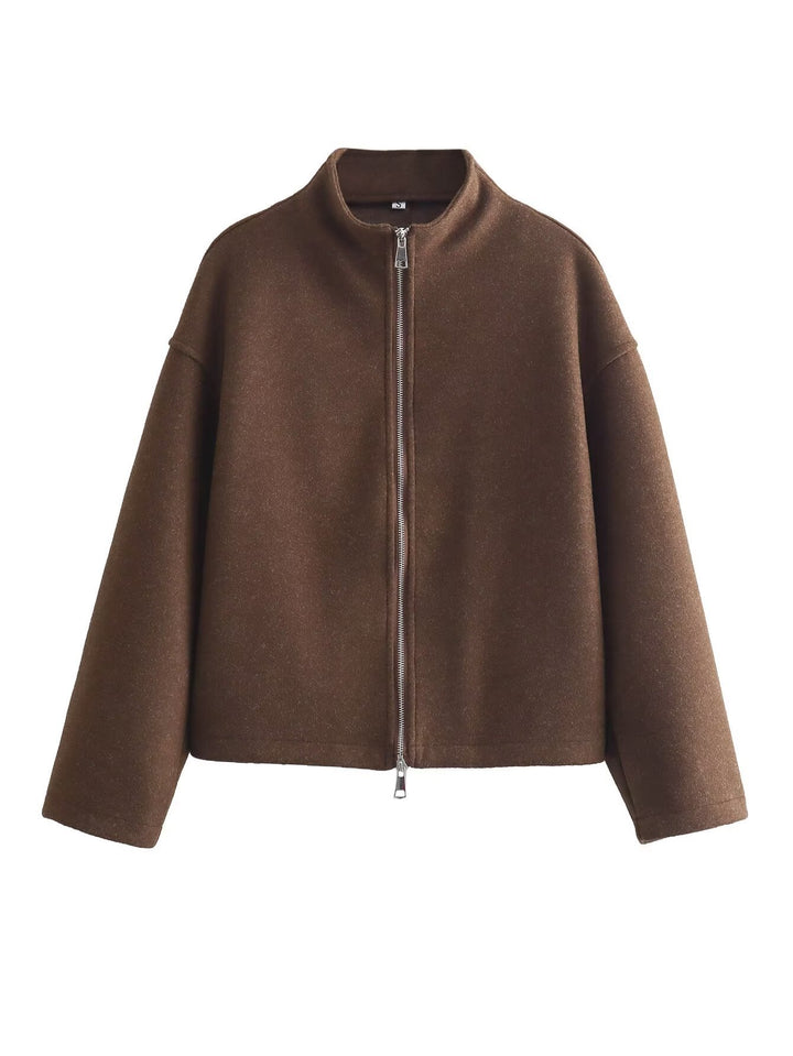 Contemporary transition jacket for women with high-quality high collar and full zip Lune London