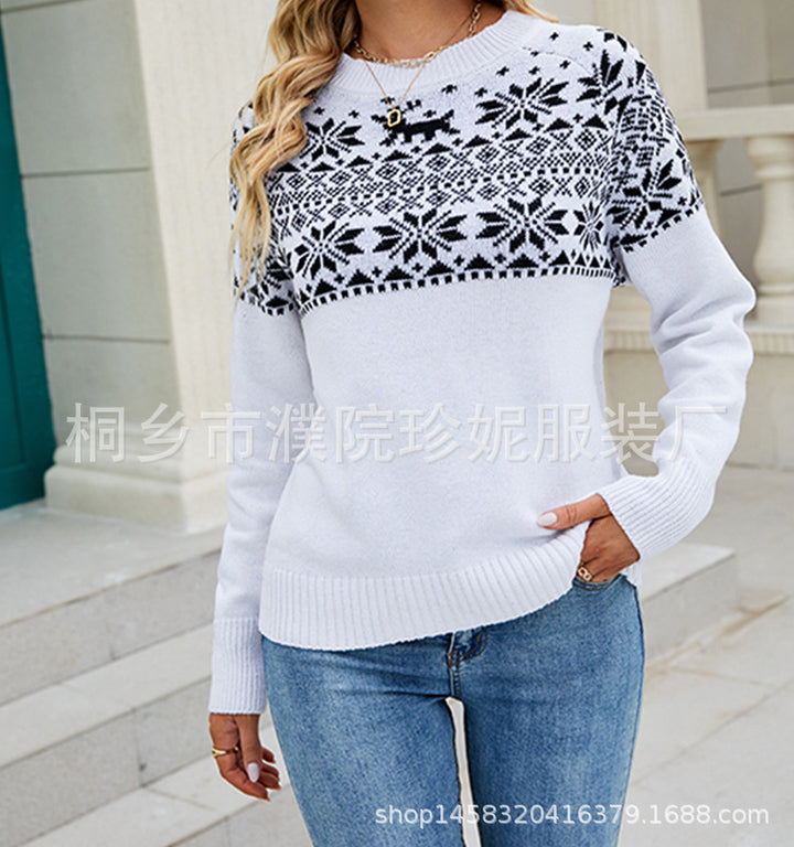 Knit sweater for women with festive Norwegian pattern Lune London