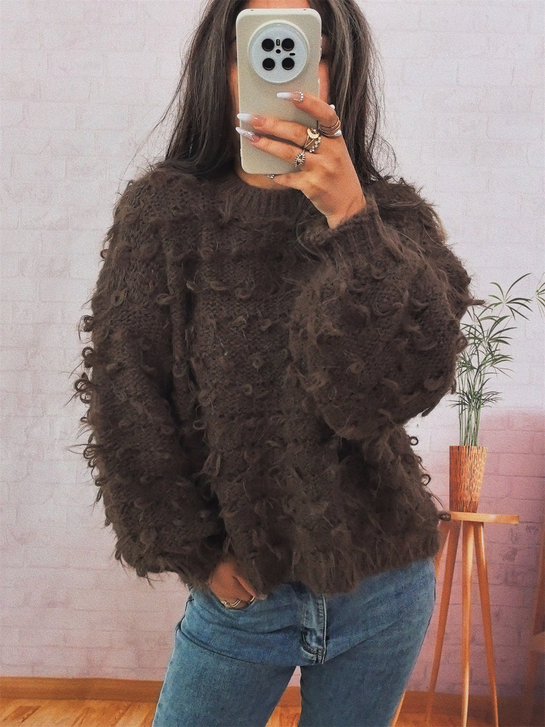 Lune London | Women casual oversized sweater made of textured material with unique design