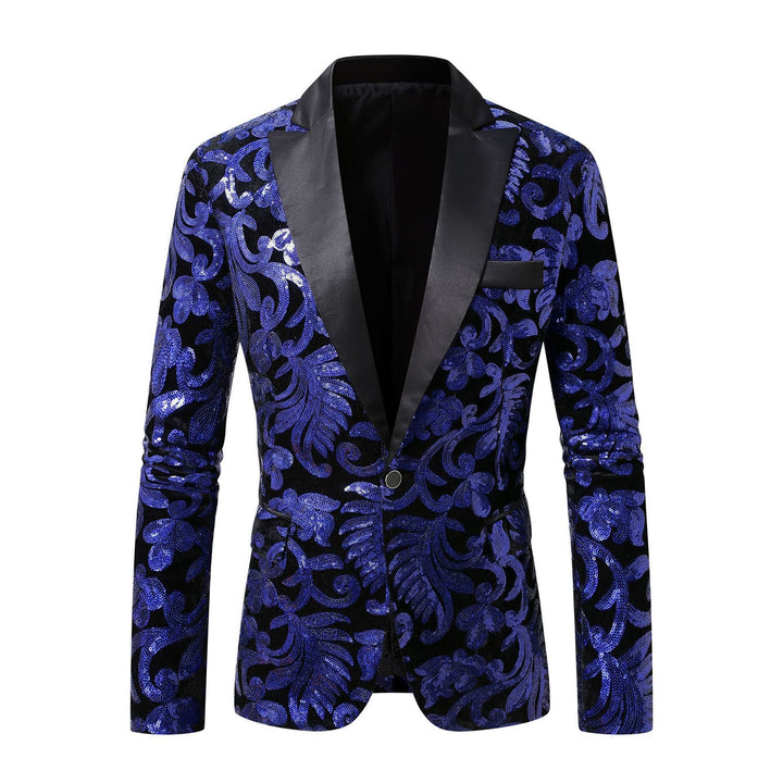 Men's Elegant Sequin Blazer In Luxurious Floral Design Lune London