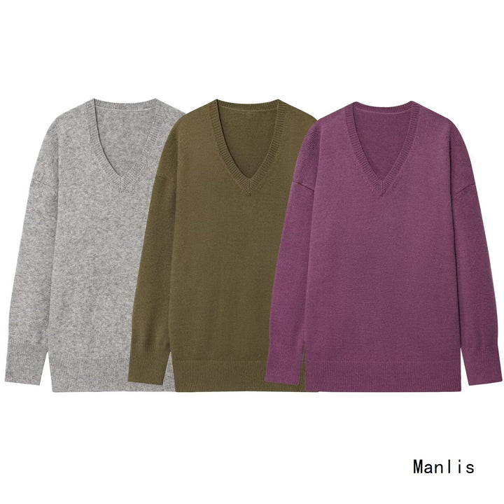 Viscose sweater for women with V-neck and relaxed fit Lune London