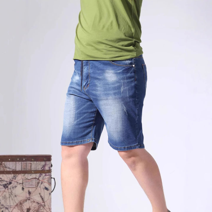 Men's denim shorts with elastic waistband and casual fit Lune London