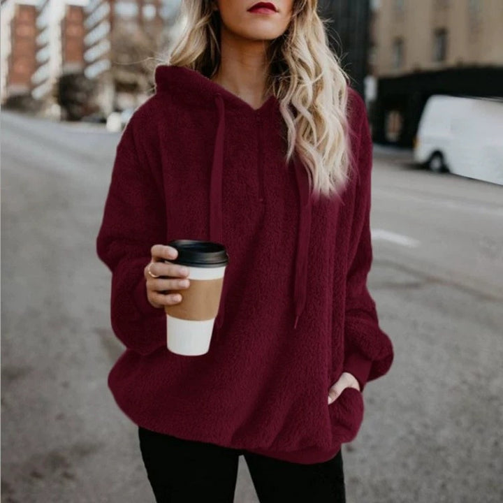 Ladies Oversized Fleece Hoodie with Comfortable Pockets and Drawstring Lune London