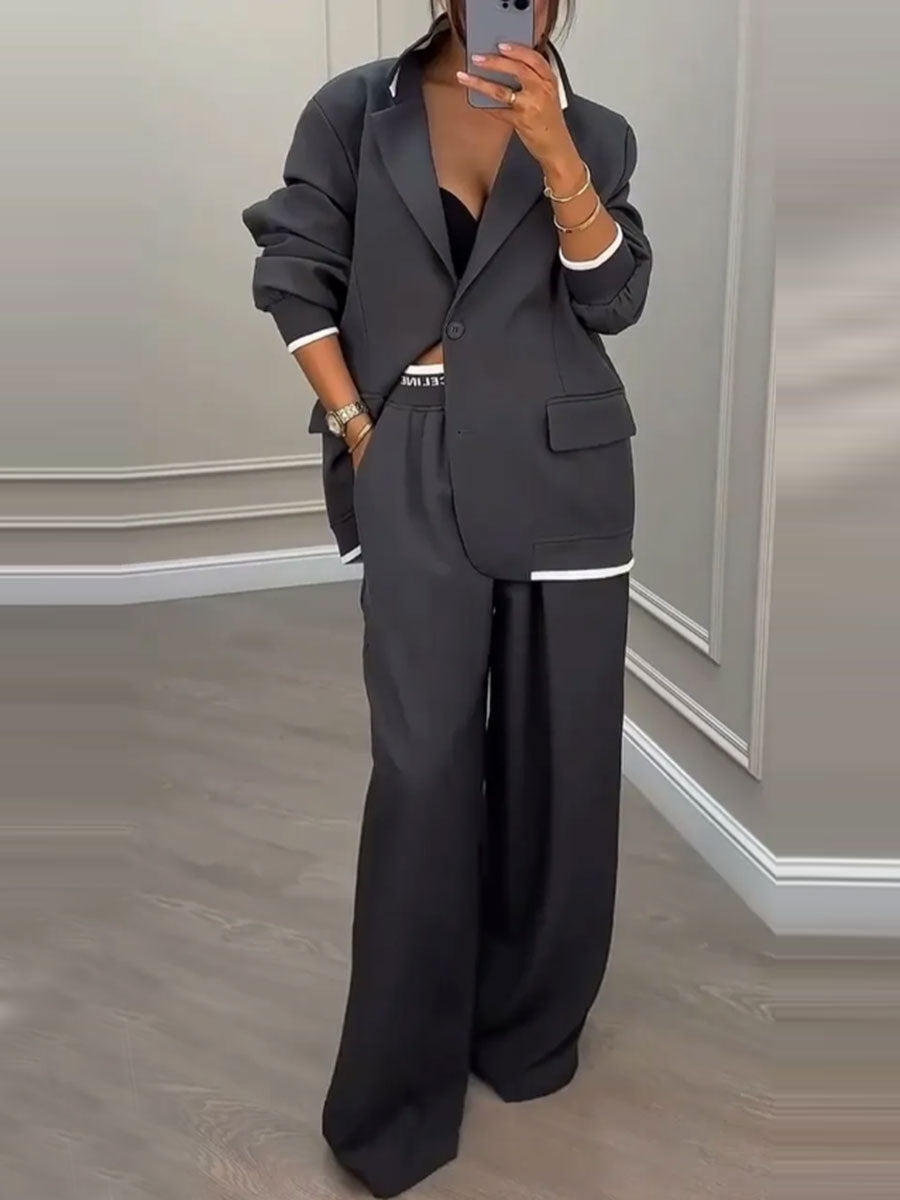 Ensemble blazer et pantalon élégant pour femmes avec coupe large et design moderne Chic & Stil
