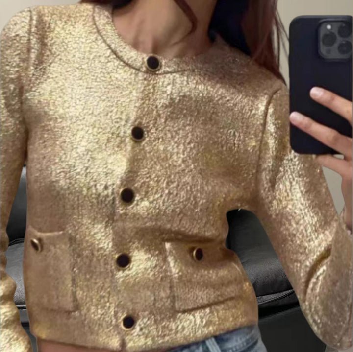 Ladies Elegant knitted vest with luxurious sequins and practical pockets Lune London