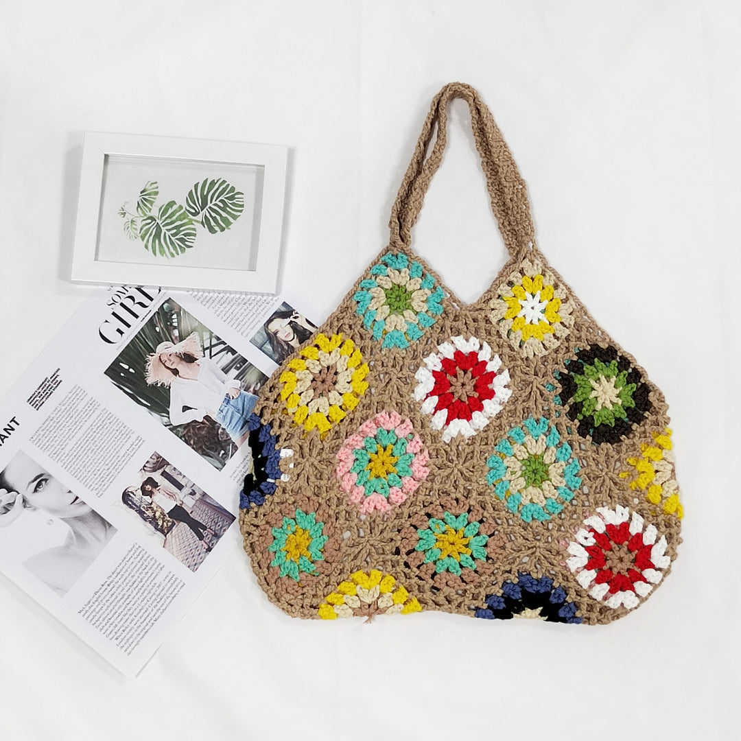 Ladies Grandmother Crochet Square Chic Transport Bag
