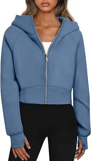 Cropped hoodie jacket for women with full zip Lune London