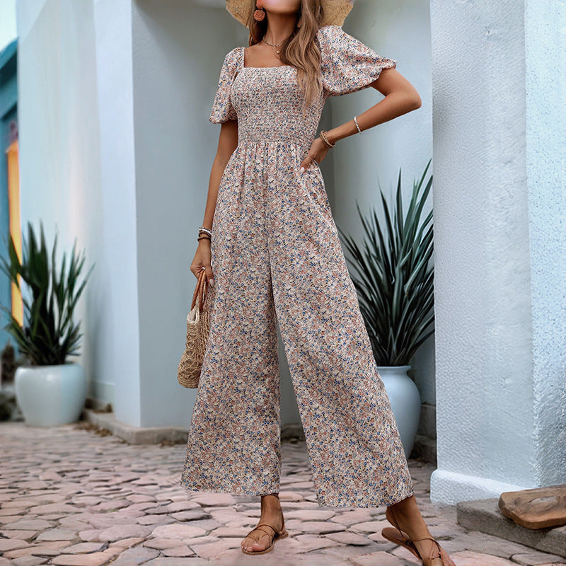 Women Floral Print Jumpsuit Wide Leg Lune London
