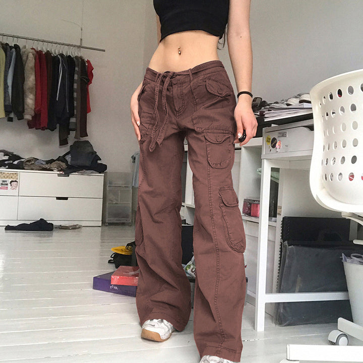 Women's cargo pants with side pockets and adjustable waistband Lune London