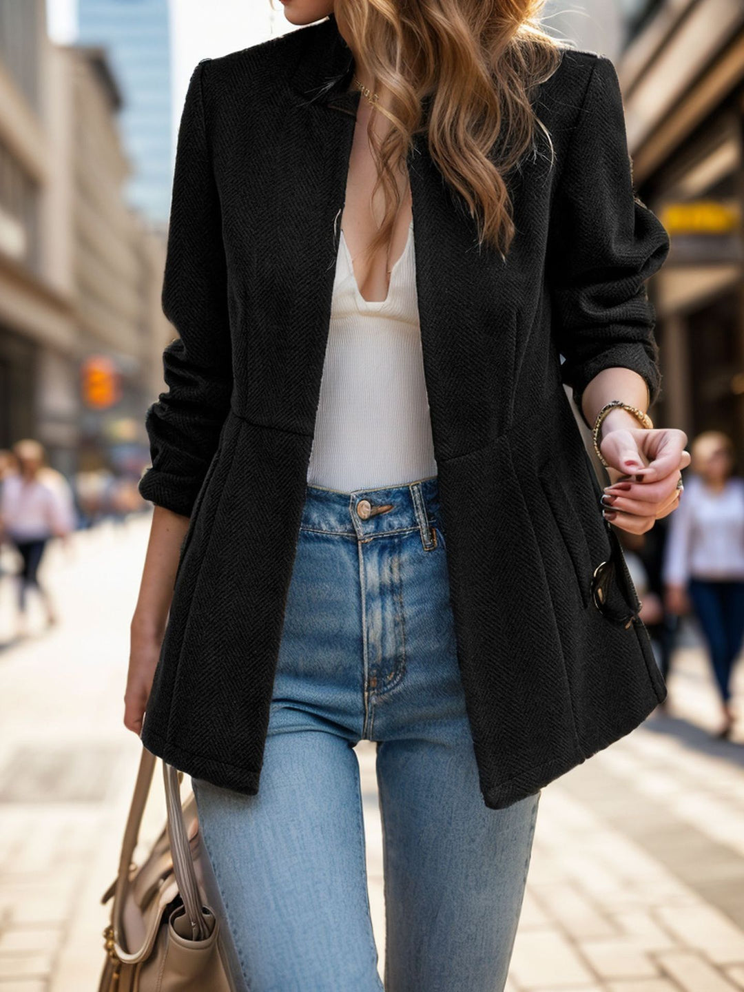 Lune London Elegant blazer for women with a honeycomb structure and fitted cut