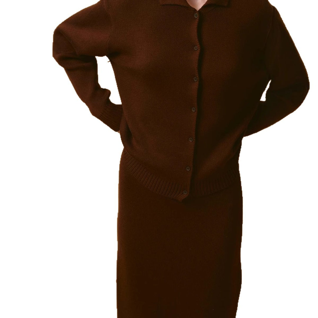 Knit jacket for women with polo collar and button closure Lune London