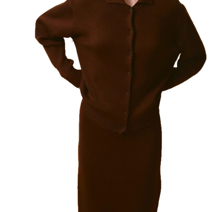 Knit jacket for women with polo collar and button closure Lune London