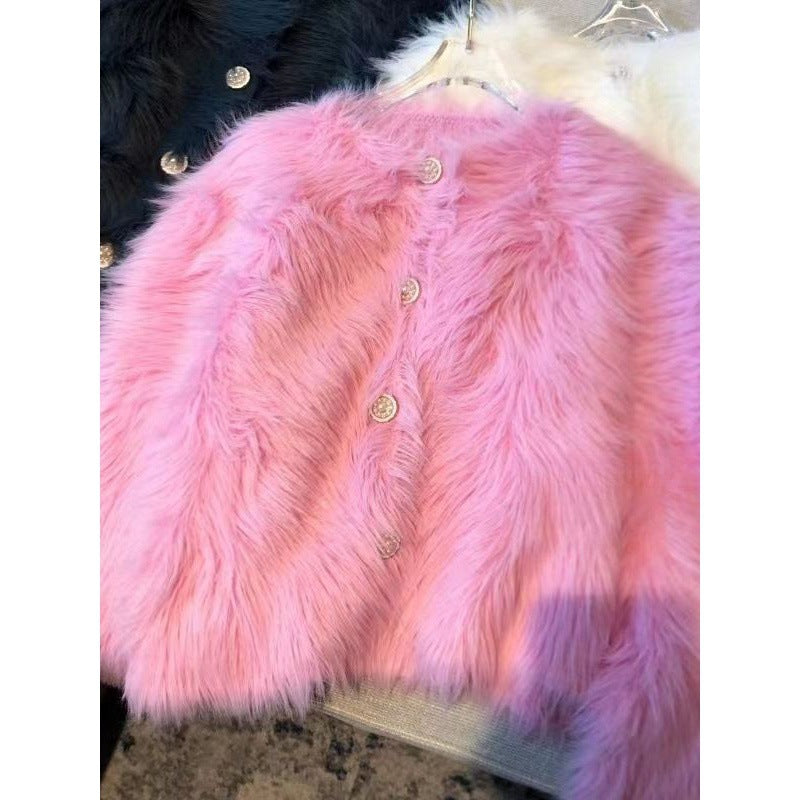 Veste courte en peluche pour femme avec des détails de bouton élégants Chic & Stil