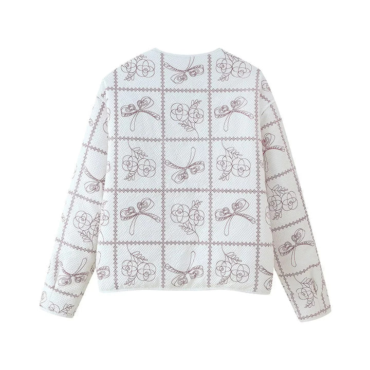 Quilted jacket for women with floral pattern and practical pockets Lune London
