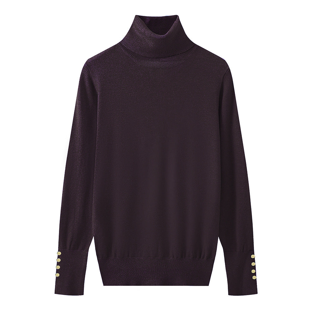 Ladies' turtleneck sweater with elegant button details Lune London