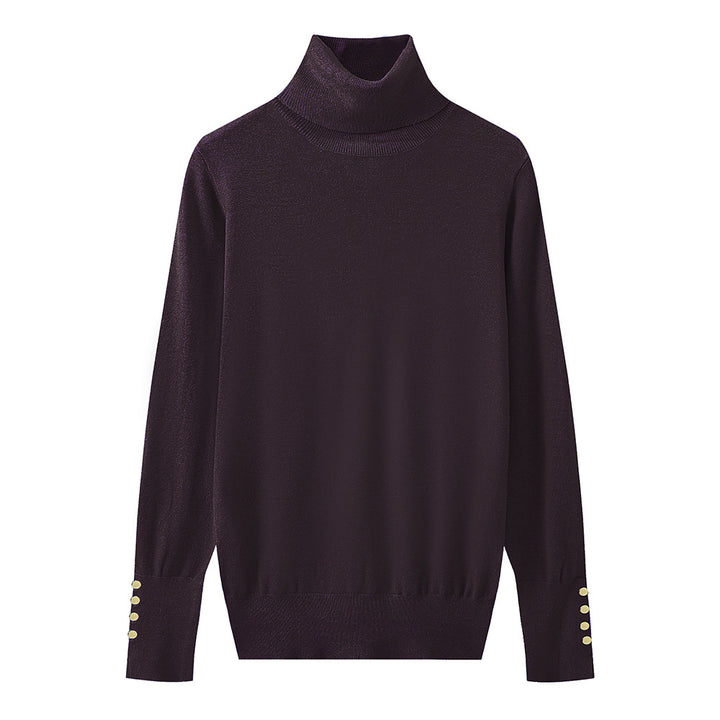 Ladies' turtleneck sweater with elegant button details Lune London