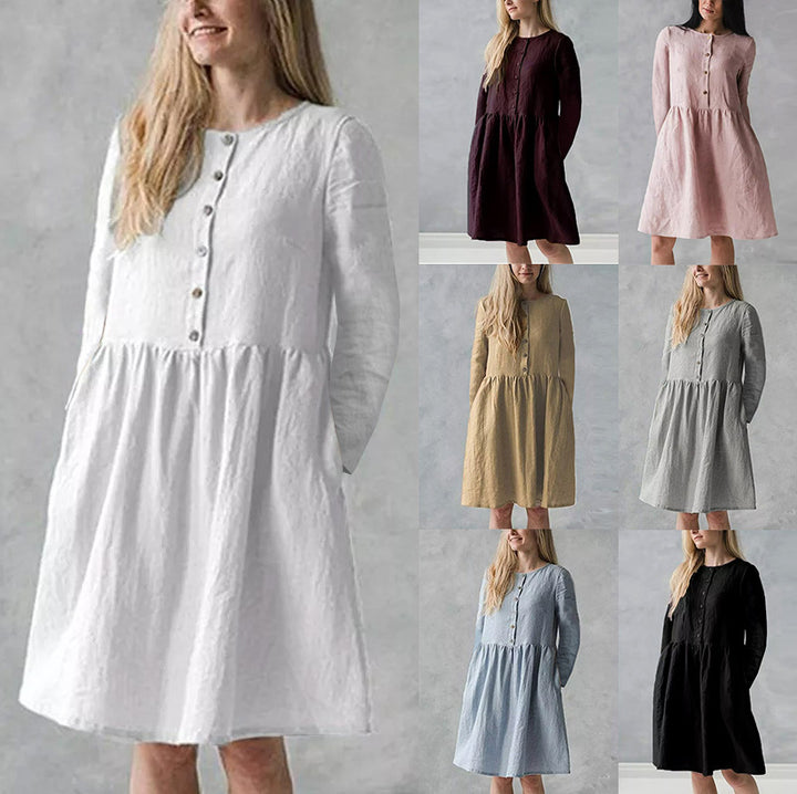 Casual dress for women with button closure and voluminous skirt Lune London